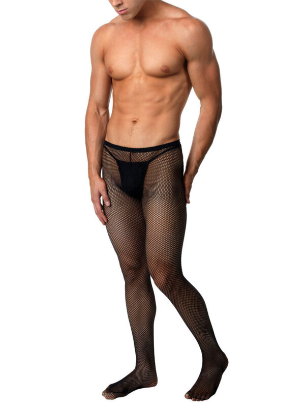 Men's Black Fishnet Tights for Bold Style