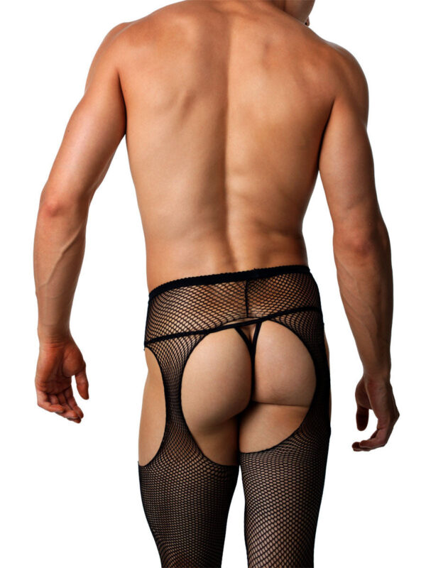 Men's Sexy Fishnet Garter Tights - Image 2