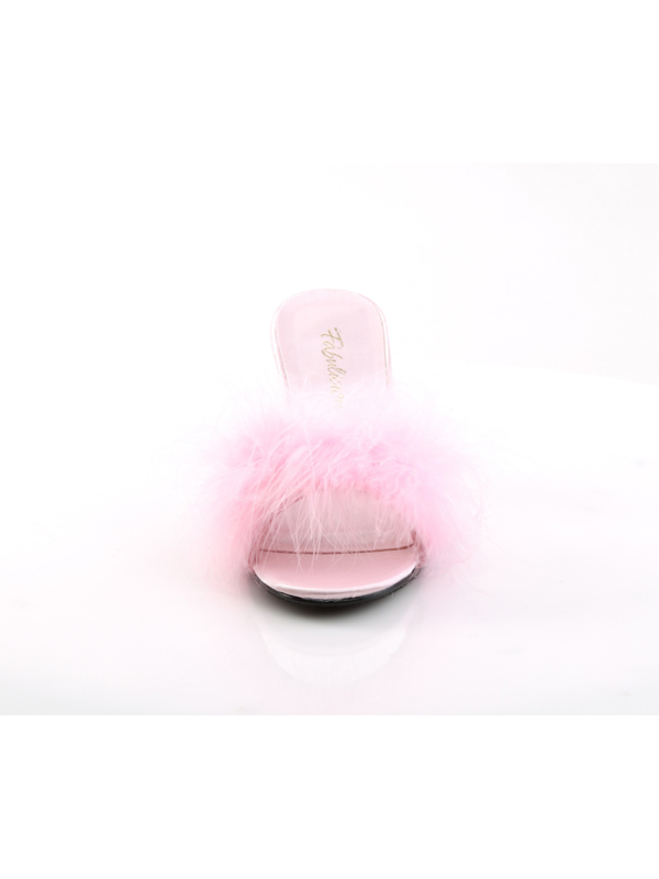 Elegant Pink Marabou Slip-On Heels for Women - Bild 3