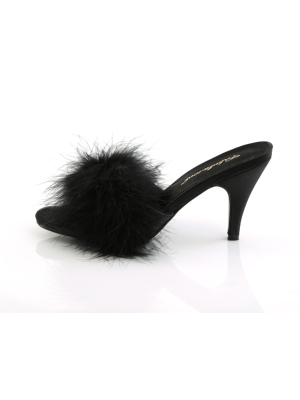 Women's Stylish Black Marabou Feather Slip-On Heels - Bild 3