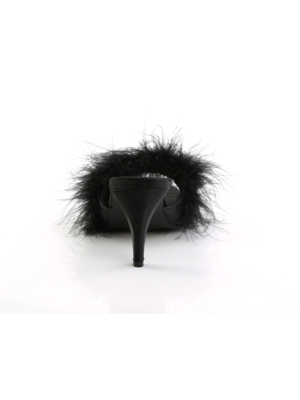 Women's Stylish Black Marabou Feather Slip-On Heels - Bild 6