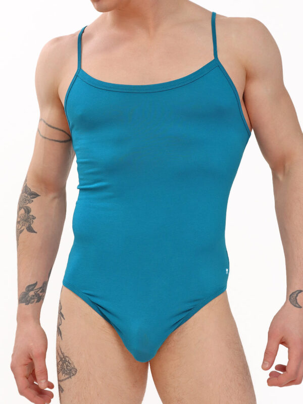 Men's Organic Cotton Full Back Bodysuit in Blue - Afbeelding 4