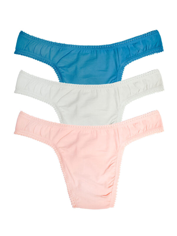 Organic Cotton Picot Thong 3-Pack for Women