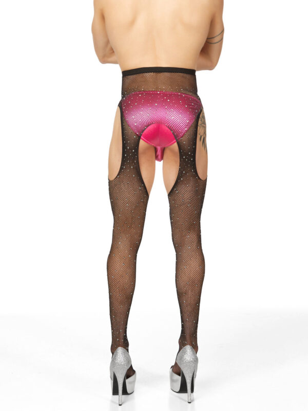 Men's Crystal Fishnet Pantyhose with Rhinestone Embellishments – Image 2