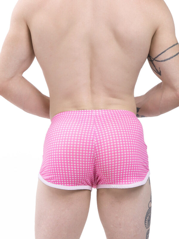 Men's Pink Checkered Garden Short-Shorts - Image 4