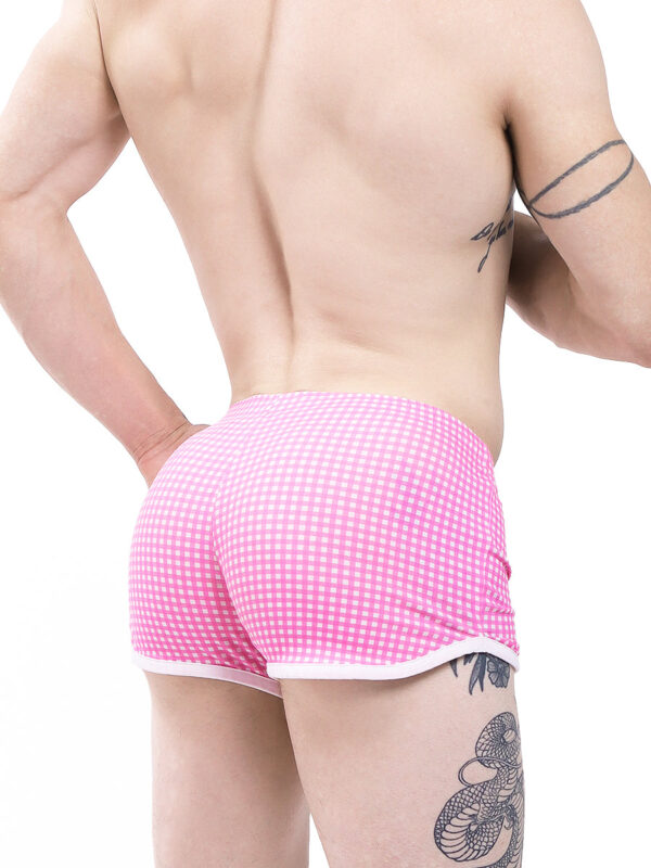 Men's Pink Checkered Garden Short-Shorts - Image 5