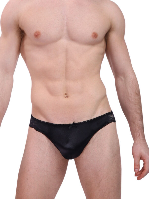 Men's Luxe Satin & Lace Cheekster Briefs - Afbeelding 3