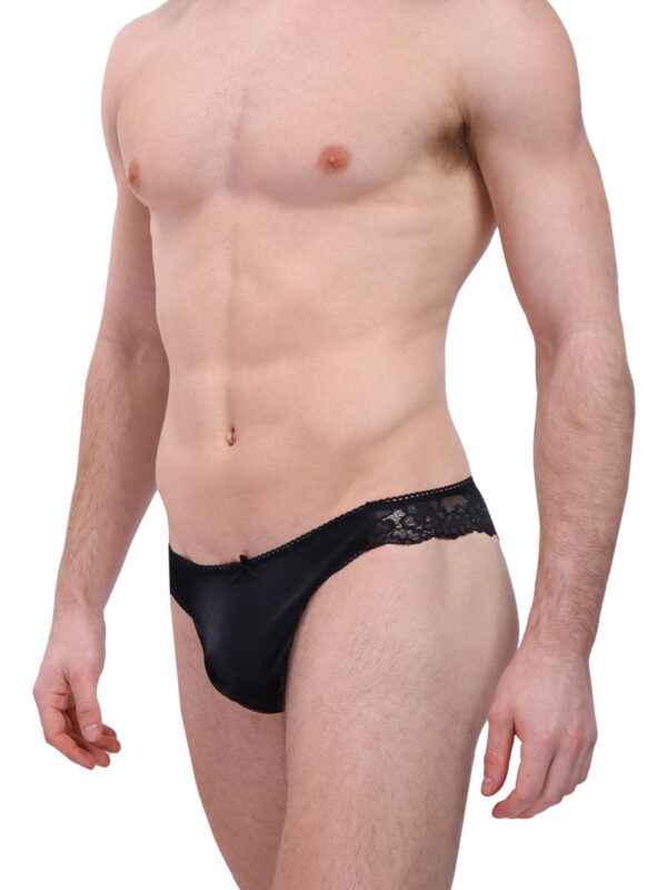 Men's Luxe Satin & Lace Cheekster Briefs - Afbeelding 4