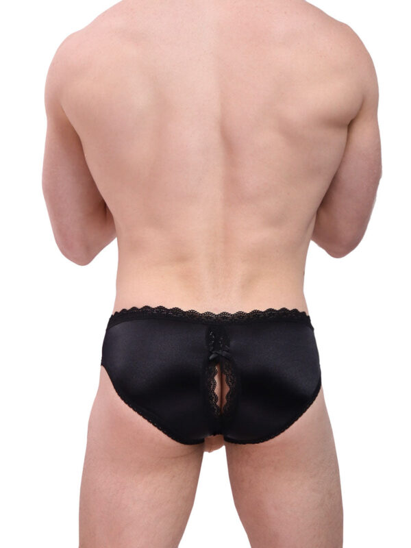 Men's Luxe Satin Crotchless Panties with Bow Detail - Bild 6