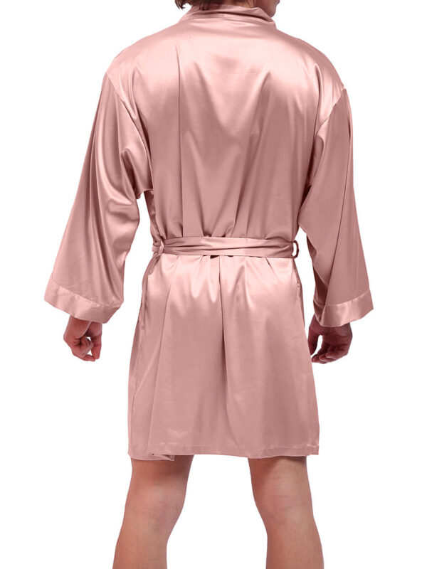 Men's Silky Pink Robe with Matching Underwear Set - Image 4