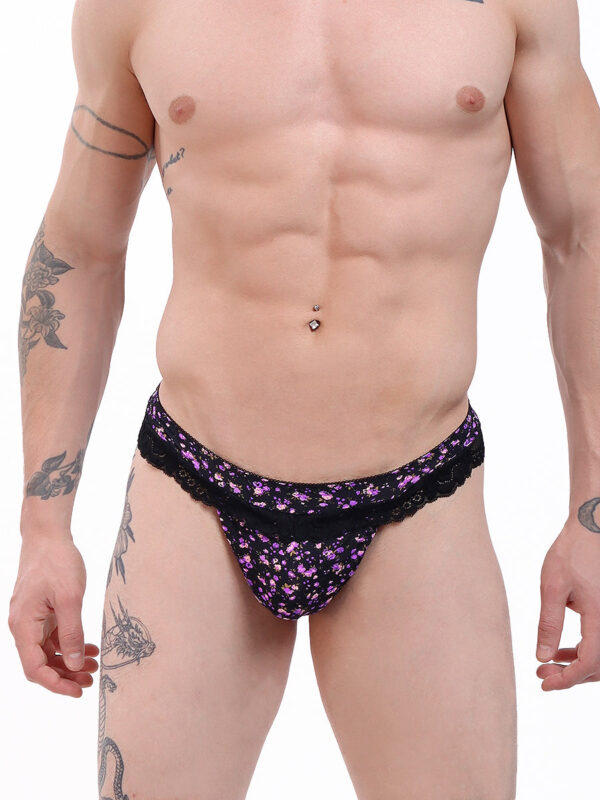 Men's Blossom Brazilian Panty with Floral Lace Design