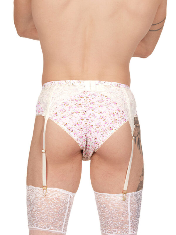 Men's Blossom Lace Floral Garter with White Stockings - Bild 2