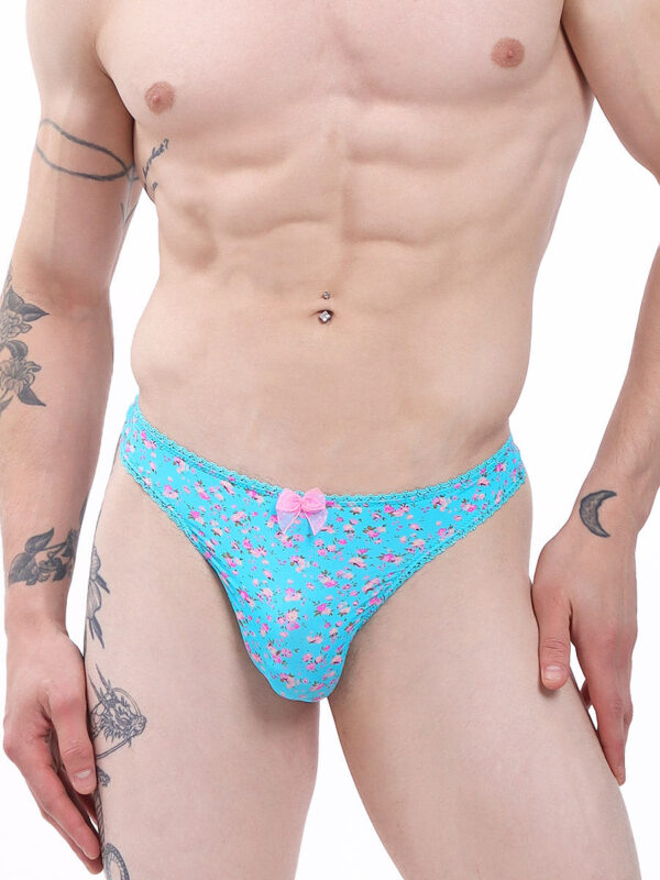 Men's Blossom Picot Floral Thong Underwear - Image 2