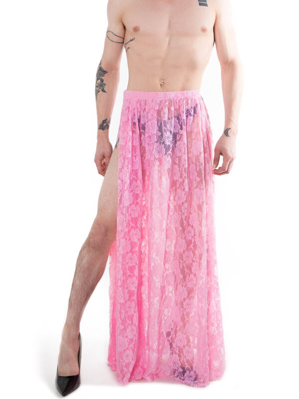 Men's Pink Lace Maxi Skirt - Pre-Order Now