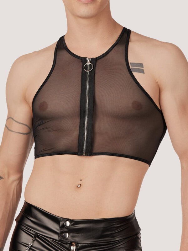 Men's Mesh Zip Crop Top - Stylish and Breathable