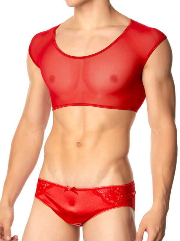 Men's Sheer Mesh Crop Top for Bold Fashion Statement - Kuva 2