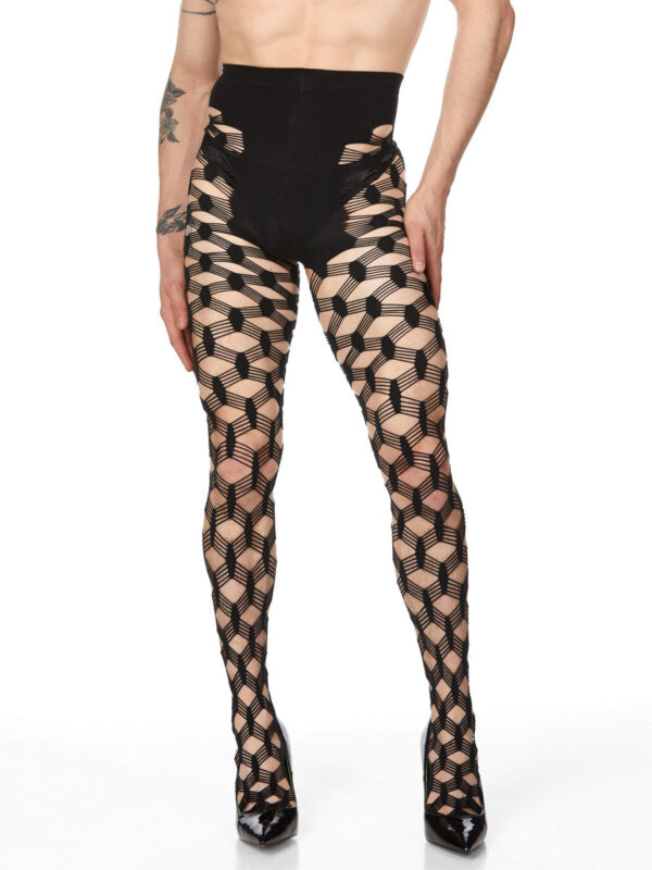 Men's Hardcore Net Tights with Geometric Pattern