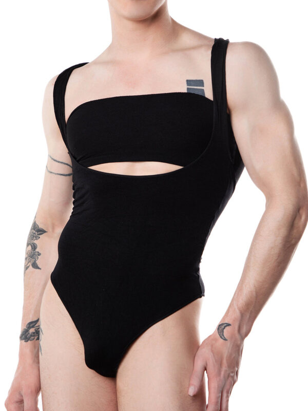 Men's Black Bandeau and Suspender Bodysuit