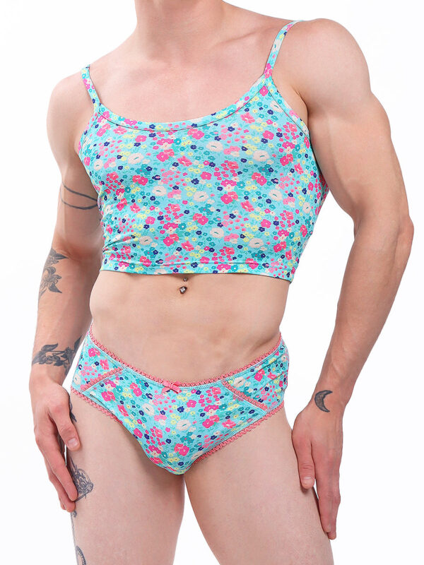 Men's Floral Garden Crop Cami Top & Briefs Set - Image 2