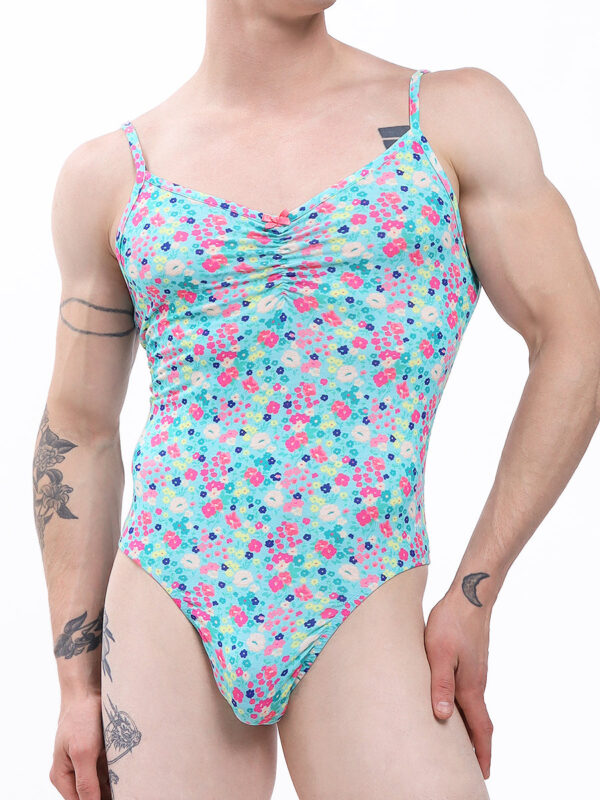 Men's Pink Checkered Full Back Bodysuit - Bild 3