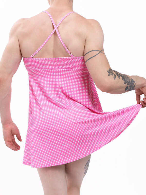 Men's Pink Checkered Garden Nightie - Image 2