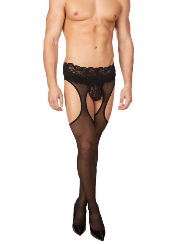 Men's Sexy Black Garter Tights for Bold Fashion - Kuva 2