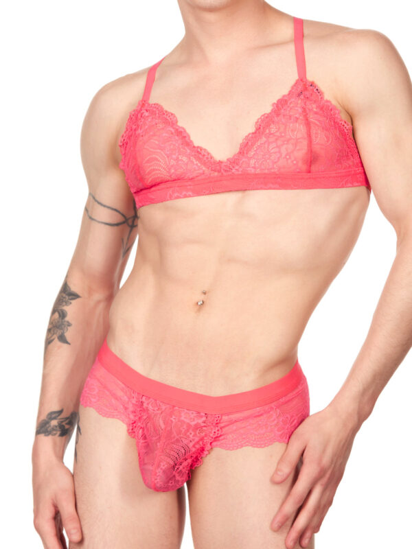 Valentina Red Lace Bra and Lingerie Set for Men - Bild 3