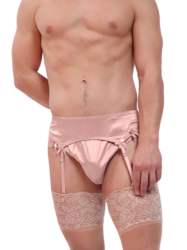 Men's Silky Garter Belt and Bra Set - Image 2