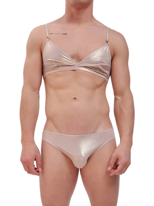 Men's Gold Mercury Bralette Set with Garter Belt - Bild 5