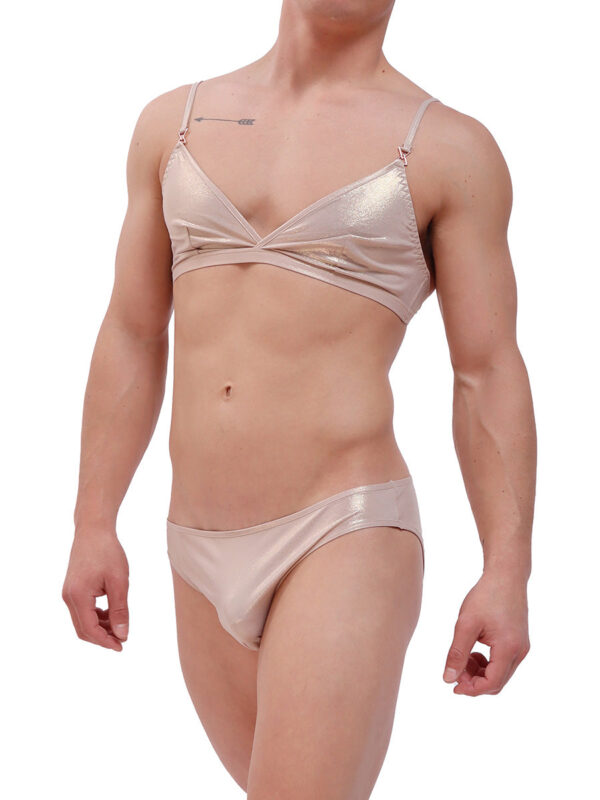 Men's Gold Mercury Bralette Set with Garter Belt - Bild 2