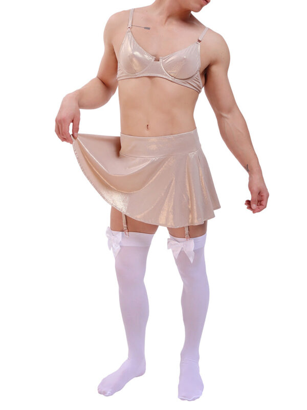 Men's Silver Mercury Skirt and Bralette Set - Image 4