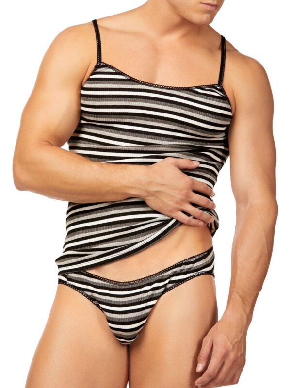 Men's Striped Ribbed Camisole and Brief Set