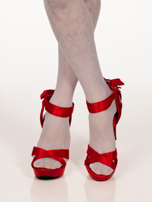 Women's Satin Ribbon & Bow Platform Heels – Image 4