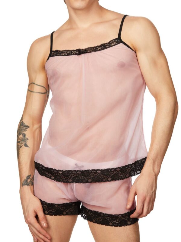 Men's Sheer Lace Camisole with Black Trim - Kuva 5