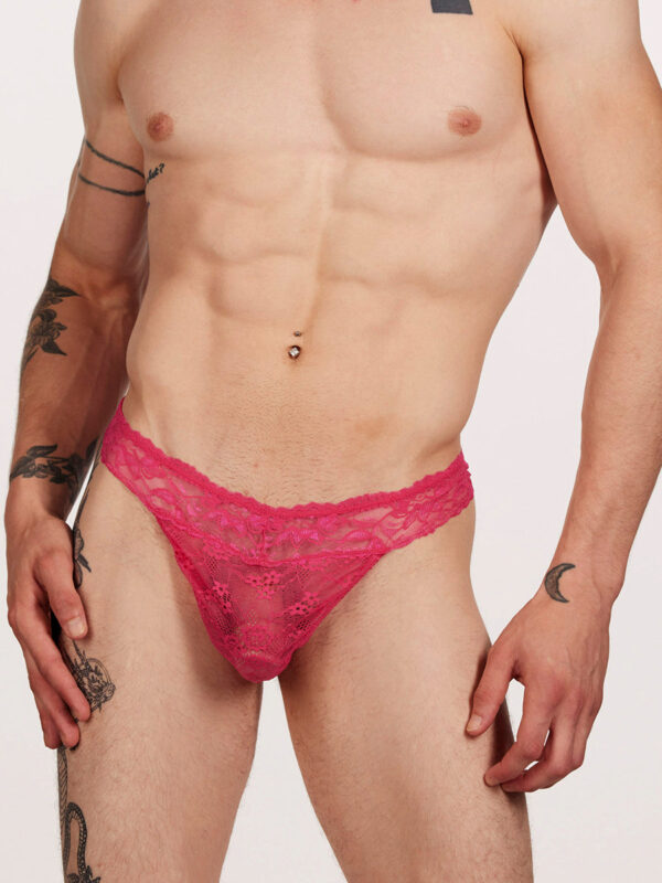 Men's Paris Lace Thong - Sexy Purple Design