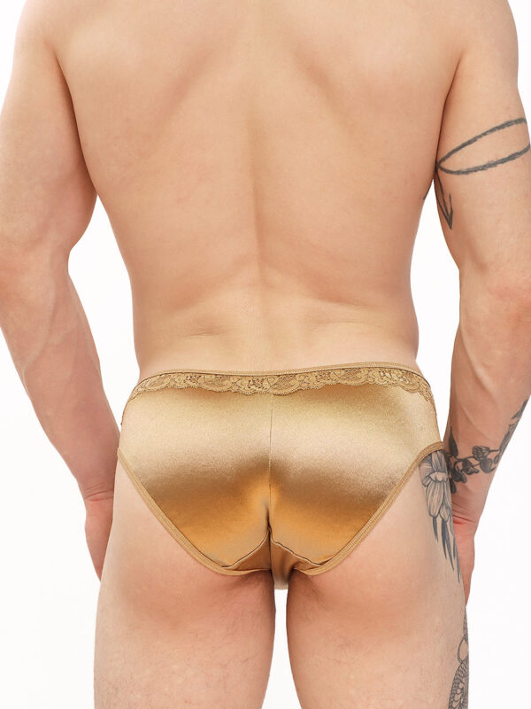 Men's Satin & Lace Panty - Luxury Golden Briefs - Kuva 3