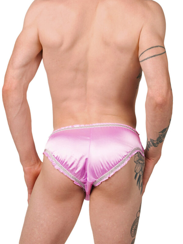 Men's Frilly Shimmer Satin Panty with Lace Trim - Bild 3