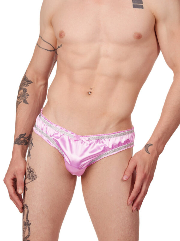 Men's Frilly Shimmer Satin Panty with Lace Trim - Bild 2