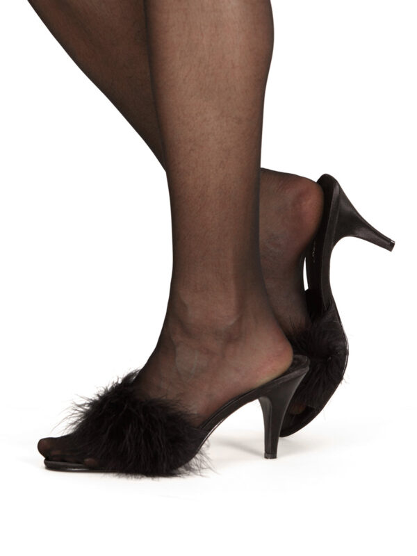 Women's Stylish Black Marabou Feather Slip-On Heels - Bild 2