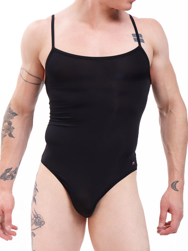 Men's Sleek Black Glow Cami Bodysuit - Image 3