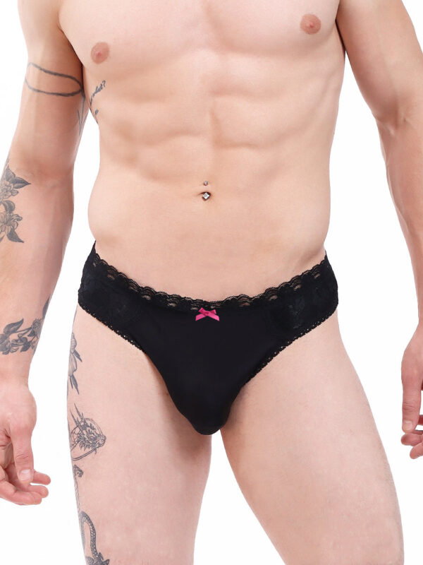 Men's Glow Lace Brazil Panty - Black