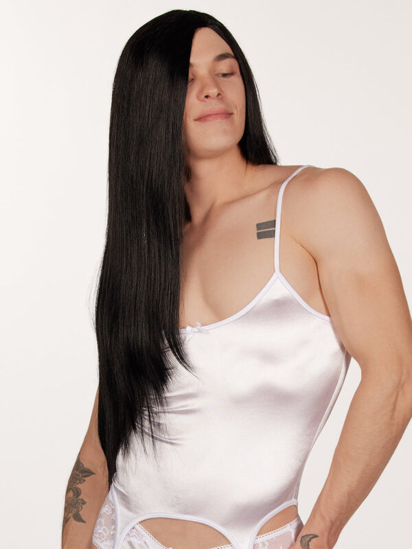 Long Black Straight Wig for Men and Women - Afbeelding 2