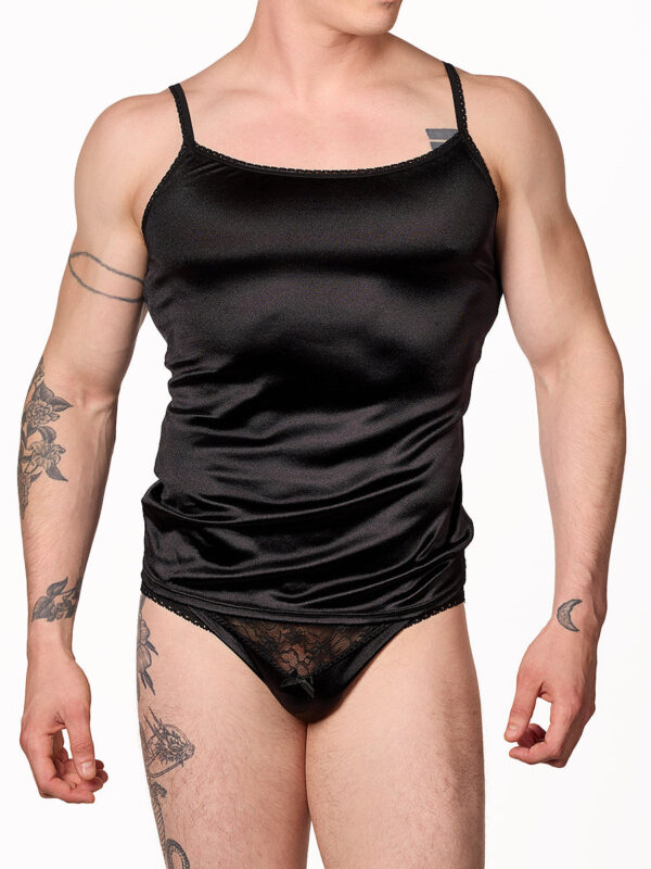 Men's Luxe Satin Camisole with Lace Trim - Bild 4