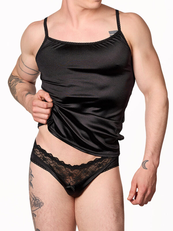 Men's Luxe Satin Camisole with Lace Trim - Bild 7