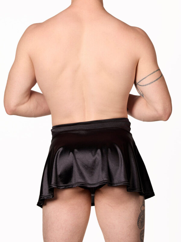 Men's Luxe Satin Black Mini Skirt with Lace Details - Bild 6