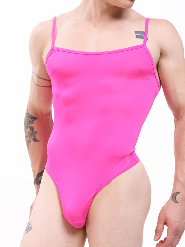 Men's Pink Glow Thong Bodysuit - Kuva 6