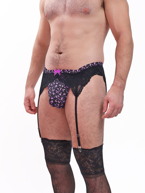 Men's Blossom Lace Garter with Floral Design - Εικόνα 3