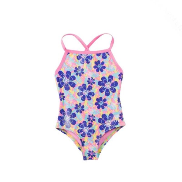 Kids Poppy Floral Swimsuit - 88% Polyester, 12% Spandex