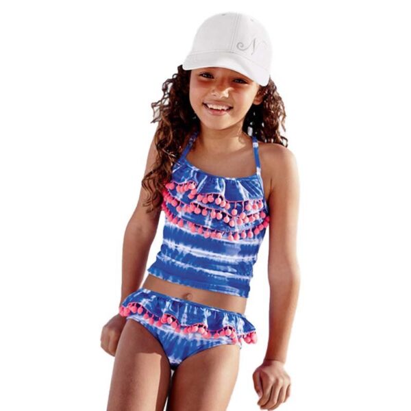 Stylischer Kinder-Tankini mit Volants und Bommeldetails