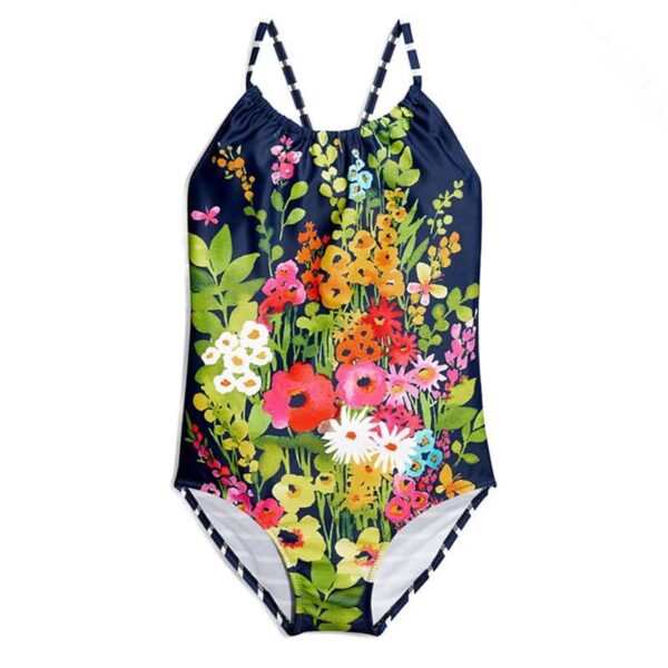 Girls' Floral Print One-Piece Bathing Suit